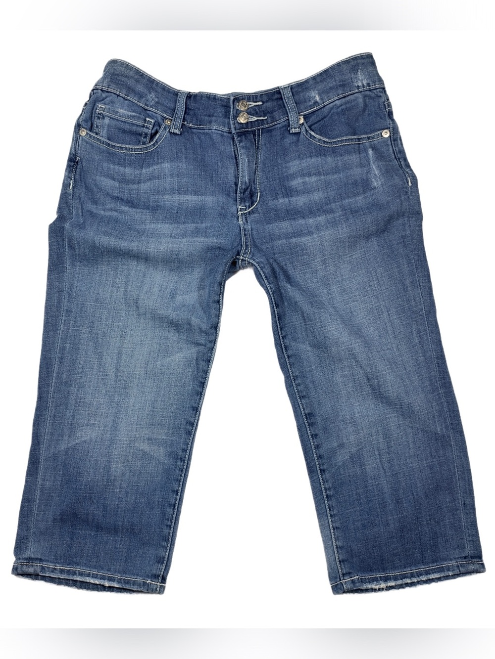 y2k 2000s Seven7 Women's Blue Denim Capris - Low Rise
